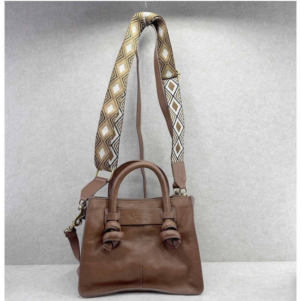Lucky Brand Satchel Womens‎ Small Brown Pebbled Leather Detachable Strap